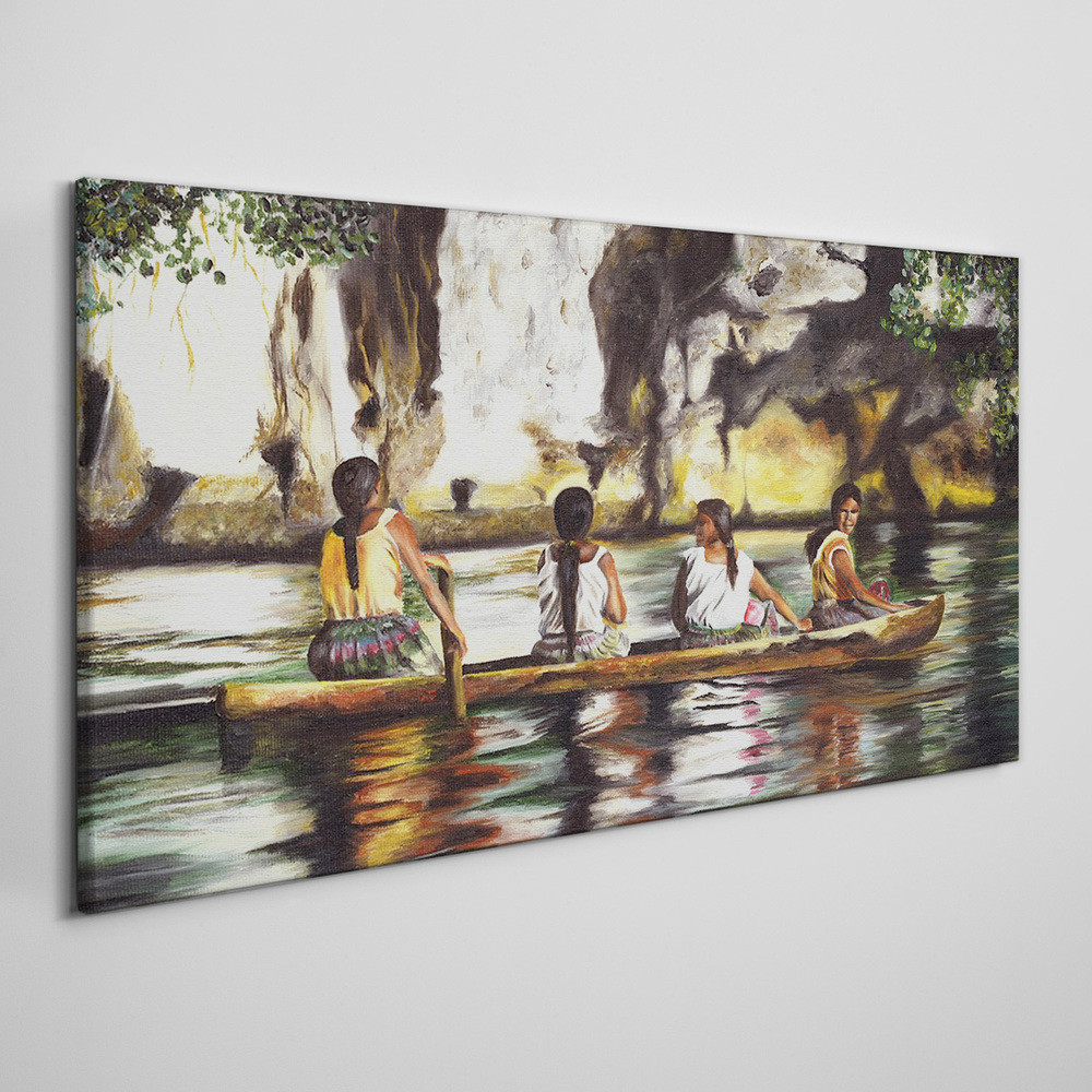 PL Coloray Obraz na Płótnie łódź kobiety woda 100x50cm