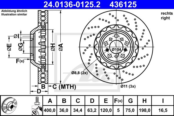 ATE Tarcza hamulcowa 24.0136-0125.2