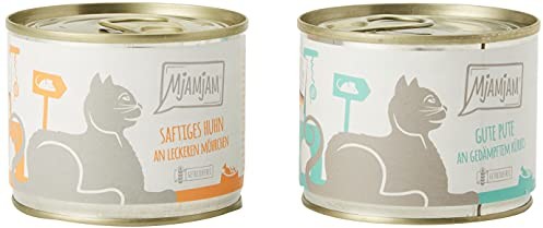 MjAMjAM MjAMjAM - Mokra karma dla kotów - Monnieet 1 - z kurczakiem i indykiem, 6 szt. w opakowaniu (6 x 200 g), bez zboża, z bardzo dużą ilością mięsa 1102M4