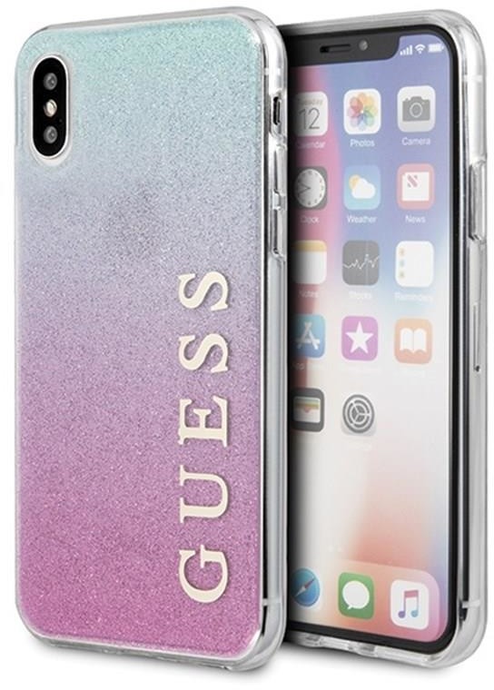 Guess Glitter Gradient etui do iPhone Xs / X Pink/Blue GUHCPXPCUGLPBL