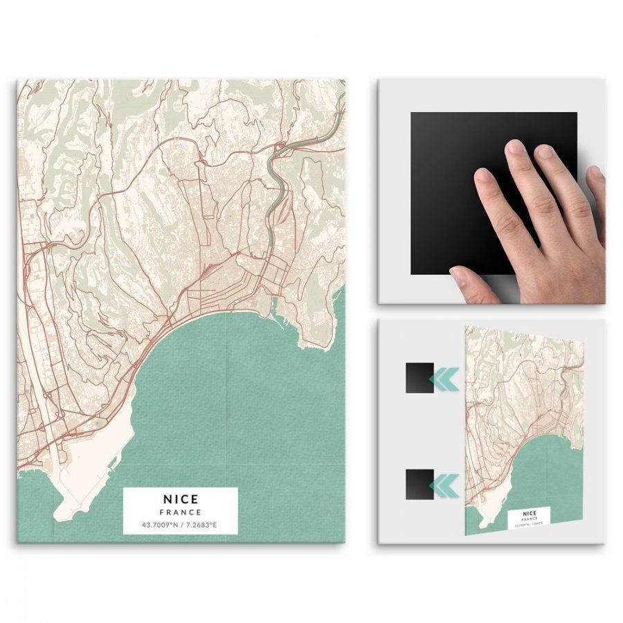 Pix4home Plakat metalowy Mapa Vintage Nicea M POS-M-03877