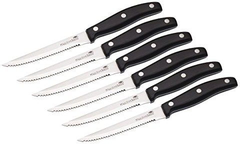 Kitchen Craft Kitchencraft mcsteak2 Master Class nóż do steków Deluxe, ze stali nierdzewnej, czarna, 23.3 x 18.89 x 2 cm, 6 jednostek MCSTEAK2