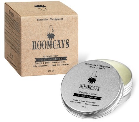 Roomcays Matujący krem do twarzy z zarostem, SPF 15, w słoiczku 936B-86349