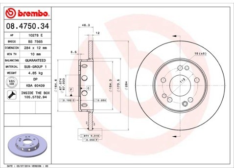 BREMBO Tarcza hamulcowa 08.4750.34