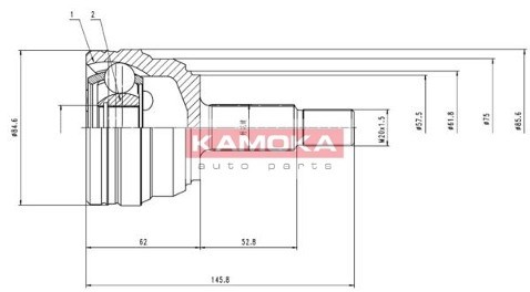 KAMOKA Zestaw przegubu, półoś napędowa 6612