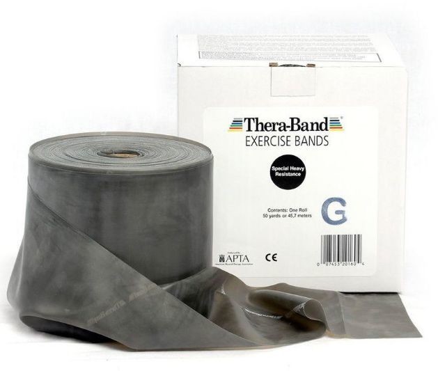 Thera-Band Guma rehabilitacyjna Thera Band o zwiększonej wytrzymałości - rolka 45,5m - czarna (TB gigant black) 4260071630636
