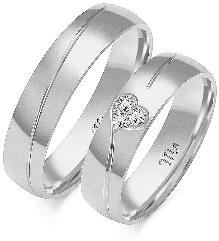 Złoty Skorpion Obrączki ślubne z sercem i brylantami wzór B104 Au-B104