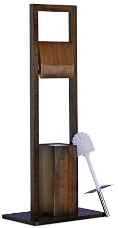 Relaxdays WC, szczotka, uchwyt na papier toaletowy, stojaki szczotka do toalety, uchwyt na papier toaletowy, bambus, HBT 82 x 36 x 21 cm, brązowy 10020930