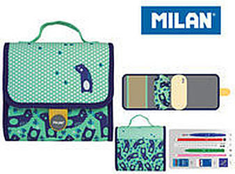 MILAN Multipiórnik z 2 piórnikami NET & LIT zielony