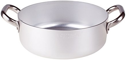 Pentole Agnelli pentole agnelli aluminium Profi 3 MM, płaskie rondel z dwoma uchwytami, srebrny/czarny, 45 cm ALMA10645