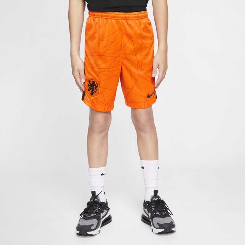 Nike Spodenki piłkarskie dla dużych dzieci Holandia Stadium 2020 (wersja domowa) - Pomarańczowy CD1170-819