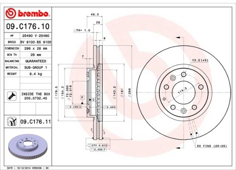 BREMBO Tarcza hamulcowa 09.C176.11