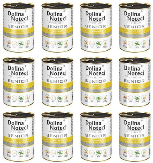 Dolina Noteci Senior Bogata w kurczaka marchew i bazylię 400 g mokra karma dla starszych psów 400g