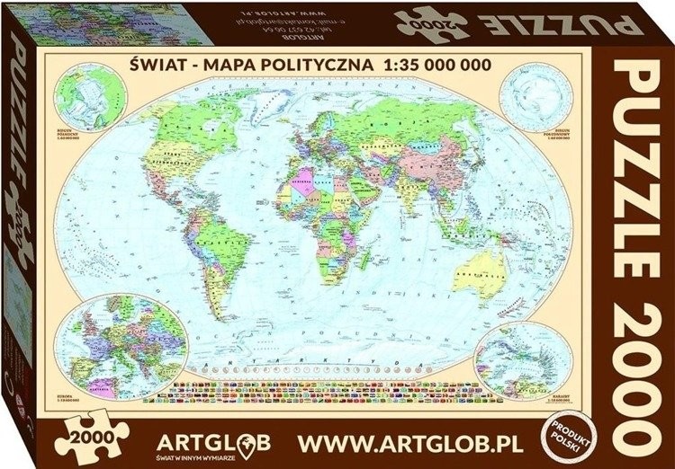 Artglob Puzzle 2000 - Mapa polityczna Świat 1:35 000 000