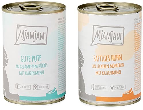 MjAMjAM MjAMjAM - Mokra karma premium dla kotów - Monopaket 1 - z kurczakiem i indykiem, 6 sztuk (6 x 400 g), bez zbóż, z bardzo dużą ilością mięsa 1104M4