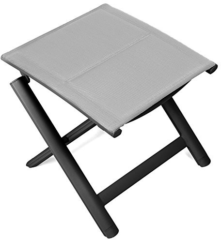 Vanage aluminiowy taboret w kolorze czarnym składany taboret na nogi składany taboret taboret do siedzenia, wyściełany, jasnoszary (VG-3384)