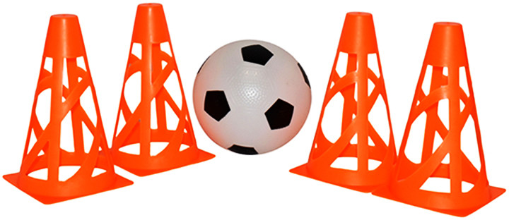 BIGTOYS ZESTAW PACHOŁKÓW TRENINGOWYCH SŁUPKI 4SZT Z PIŁKĄ BPIŁ0818