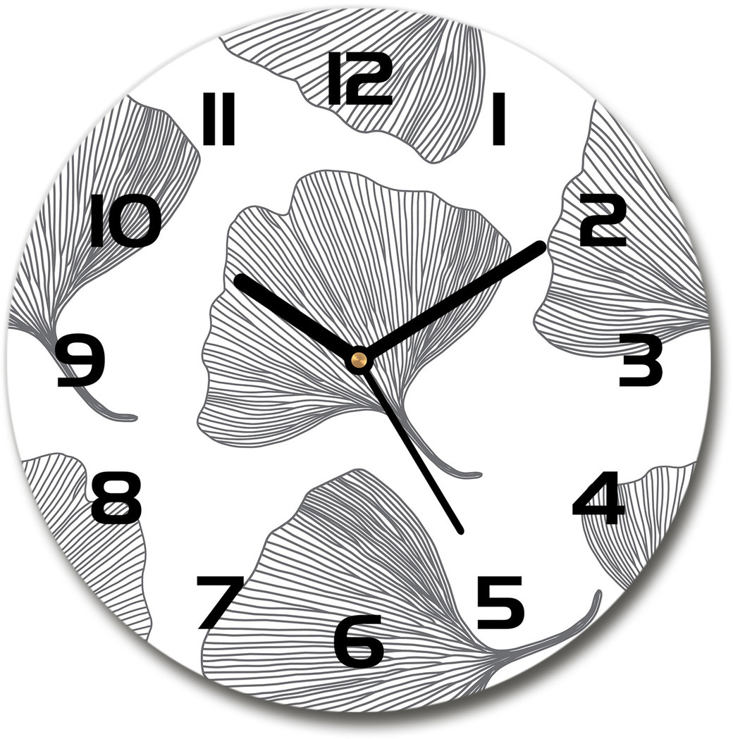 Zegar ścienny szklany okrągły Miłorząb