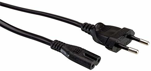 Value Kabel zasilający wtyczka płaska euro na C7, 2-biegunowy, czarny, 1 m 19.99.2089