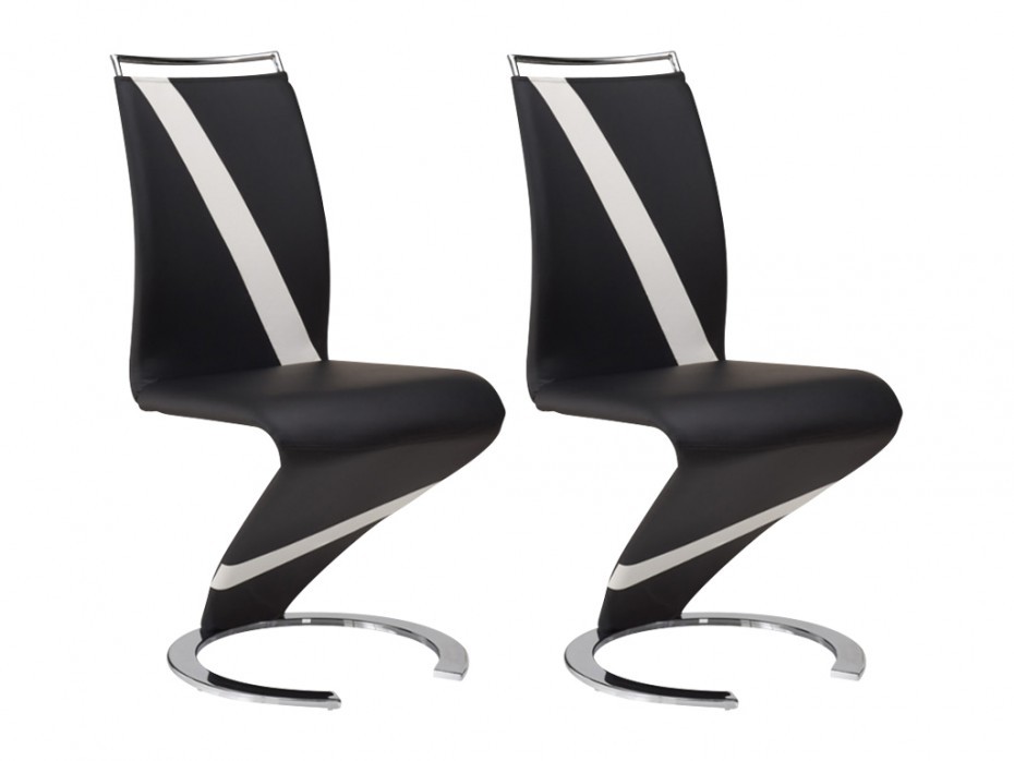 Vente-Unique Komplet 2 krzeseł TWIZY - Materiał skóropodobny czarny + biały