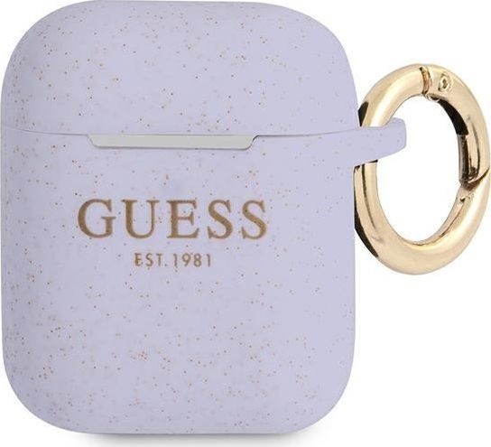 Guess Guess GUA2SGGEU AirPods cover purpurowy/purple Silicone Glitter GUE1089PRP
