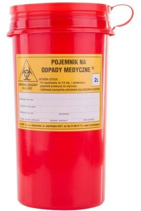 Allepaznokcie Pojemnik pudełko na odpady medyczne czerwony 2L
