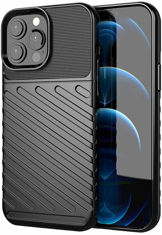 Hurtel Thunder Case elastyczne pancerne etui pokrowiec iPhone 13 Pro Max czarny