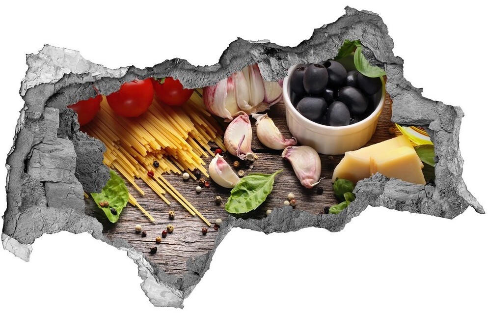 Wallmuralia.pl Naklejka 3D dziura na ścianę Włoskie jedzenie
