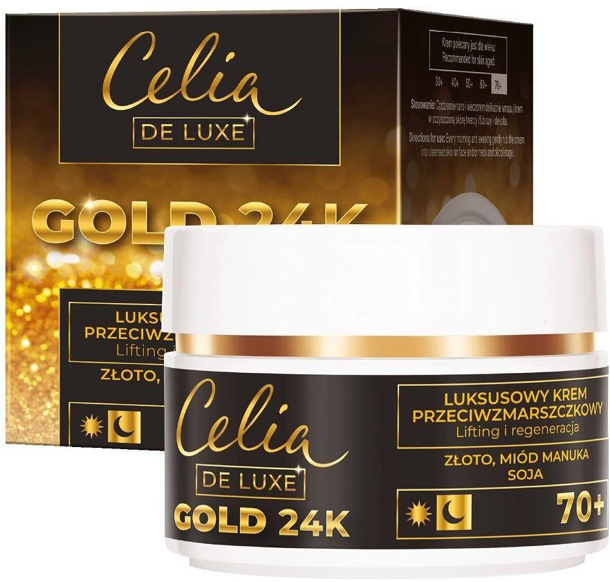 Celia De Luxe Gold 24K 70+ luksusowy krem przeciwzmarszczkowy na noc 50ml 92204-uniw
