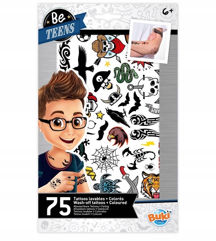 Zmywalne tatuaże dla chłopców 75 szt.chłopięce