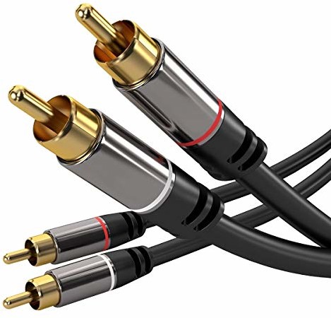 PremiumCord Kabel RCA HQ 2xCINCH wtyczka na 2xCINCH, kabel połączeniowy audio wideo, do telewizorów, telefonów MP3 HiFi, ekranowany, złącze metalowe, M/M, długość 5 m kjqccmm5
