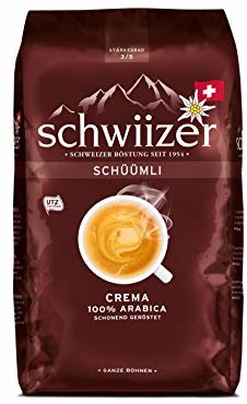 Schwiizer Schüümli Schwiizer Schüümli Crema Kawa Ziarnista (Stopień Twardości 3/5, Premium Arabica), 1 kg