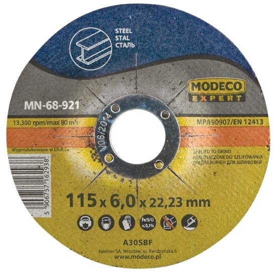 Modeco Ściernica wypukła do szlifowania metalu 125mm 25szt MN-68-922 MN-68-922