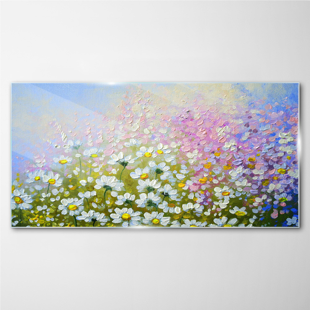 PL Coloray Obraz na Szkle Nowoczesny Łąka Kwiaty 140x70cm