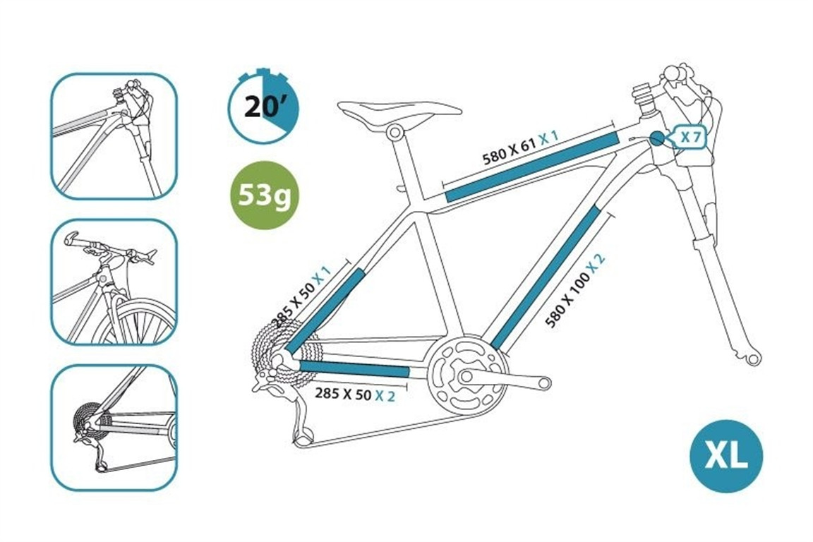 Clearprotect Naklejki ochronne na rower bezbarwny / Rozmiar: XL
