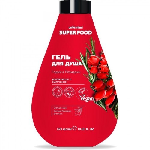 CAFE MIMI SUPER FOOD Żel pod prysznic, Goji i Rozmaryna, 370