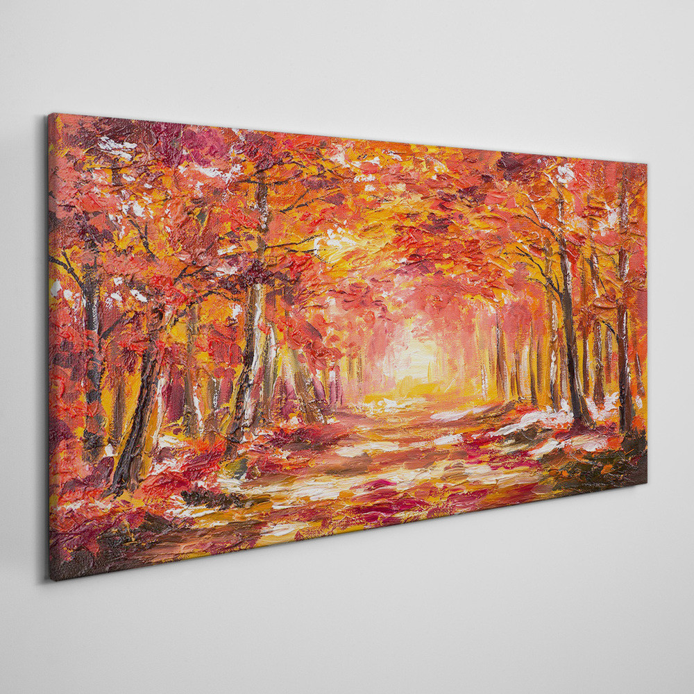 PL Coloray Obraz na Płótnie las liście jesień przyroda 100x50cm