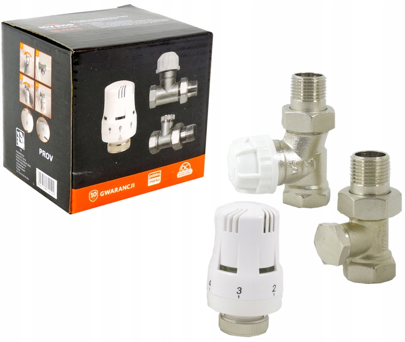 Zestaw Termostatyczny Prosty 1/2 Głowica+zawory