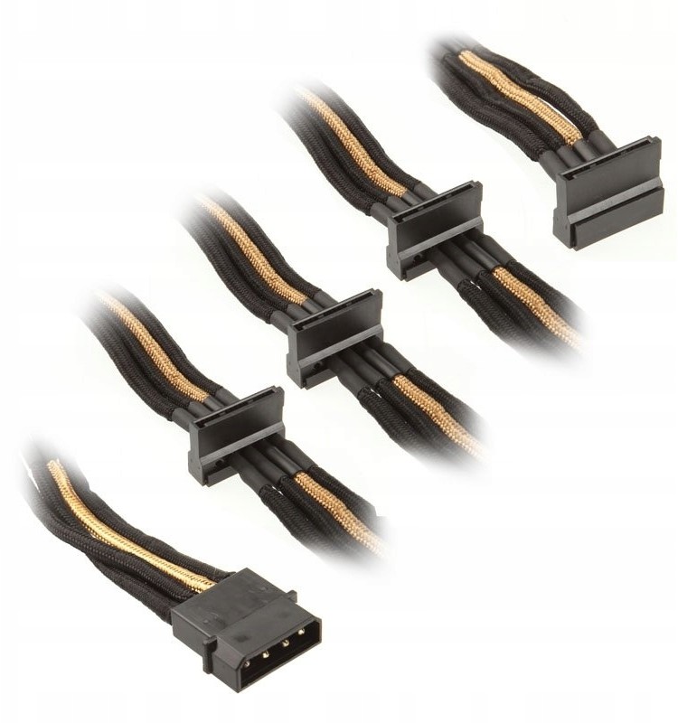 Silverstone Adapter z Molex na 4x Sata 300mm złoty