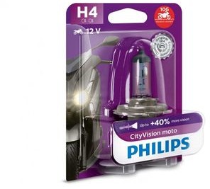 Philips Żarówka motocyklowa Philips CityVision Moto H4 12V 60/55W +40% więcej światła pomarańczowy efekt w reflektorze) E22-7531