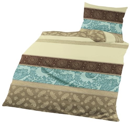 Bierbaum 4972 _ 02 pościel z delikatnej flaneli deseń, Café, wielokolorowa, 135 cm x 200 cm 4972_02