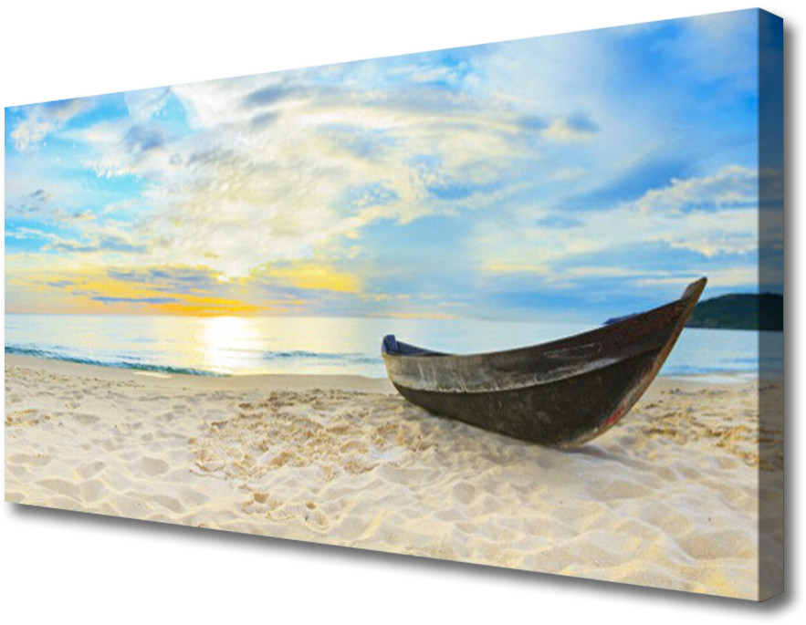 PL Tulup Obraz Canvas Łódka Plaża Morze 100x50cm