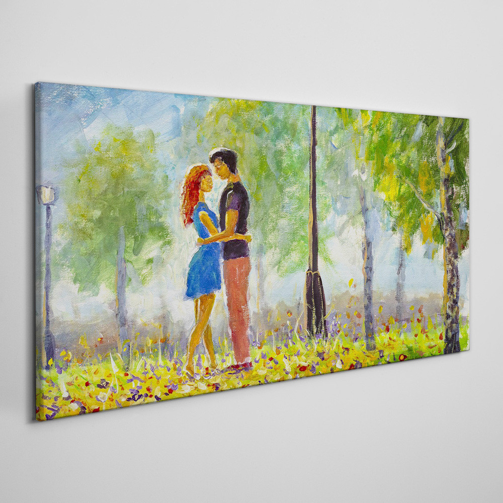 PL Coloray Obraz Canvas park drzewa kwiaty para 100x50cm