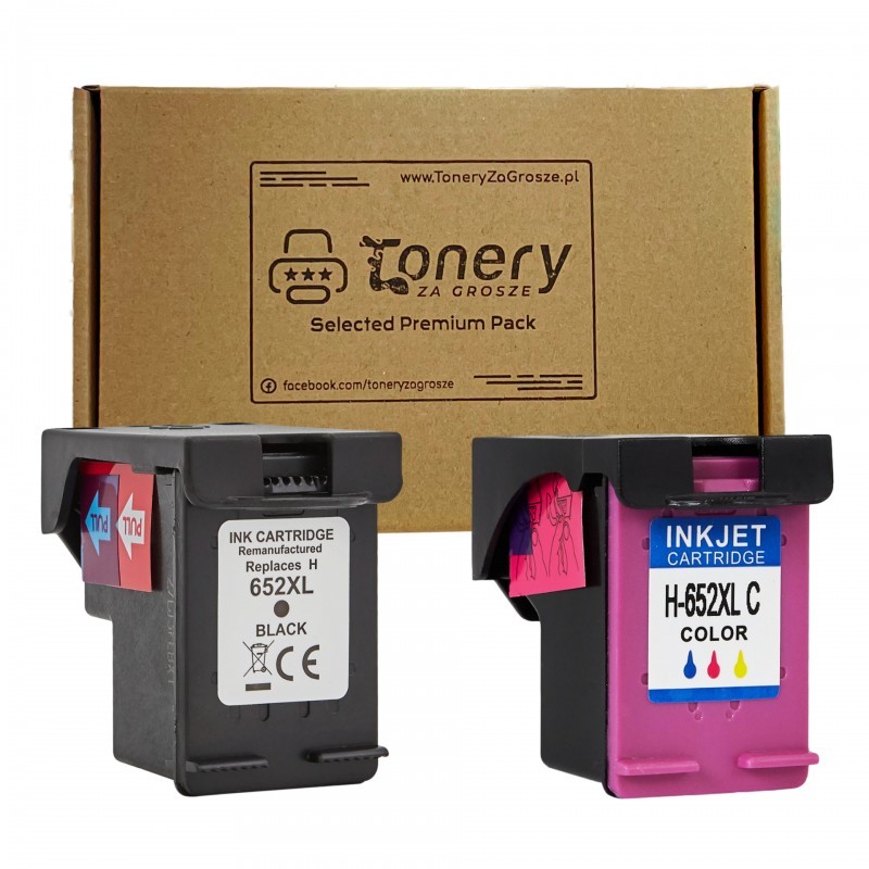 ToneryZaGrosze Selected! 2x Zamiennik tuszu do HP 652 BK + C XL (F6V25AE / F6V24AE / 21 ml / 20ml) (Selected Premium Pack)
