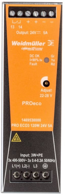 BCS WEIDMULLER Zasilacz impulsowy trójfazowy 400-500V AC/24V 5A 120W PRO ECO3 120W 24V 5A 1469530000
