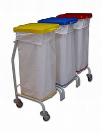 EURO Dust 113 3x70L stelaż do segregacji - klapa otwierana pedałem, pościelowy 70L czerwony