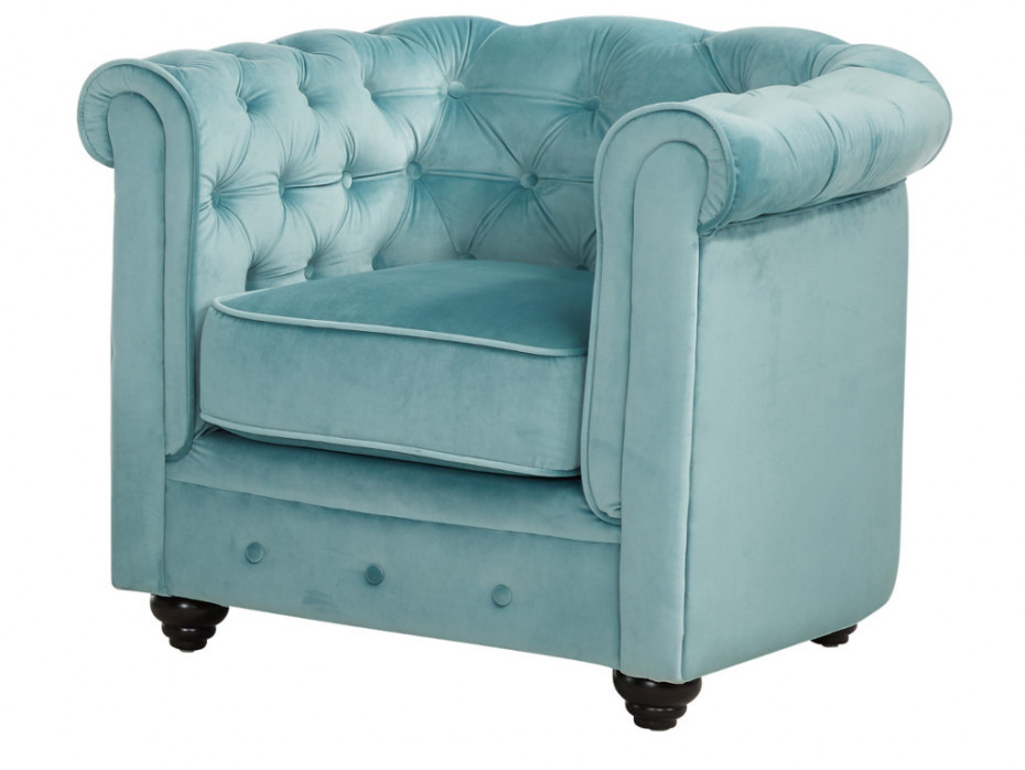 Vente-Unique Fotel CHESTERFIELD - Pastelowoniebieski welur
