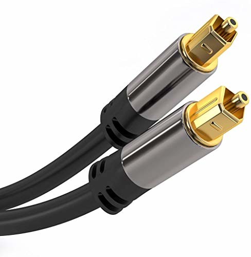 PremiumCord Optyczny kabel audio Toslink - 3 m, średnica zewnętrzna: 6 mm, wtyczka Toslink Plug-on, cyfrowy kabel do wieży stereo HiFi, Soundable TV, HQ Audio, lutowany, kolor: czarny, srebrny, złoty kjtos6-3