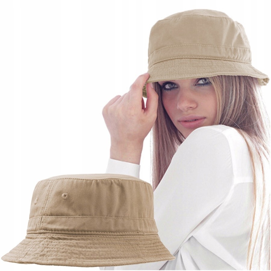 Kapelusz Bucket Hat Beżowy Bawełniany L/XL 59 cm