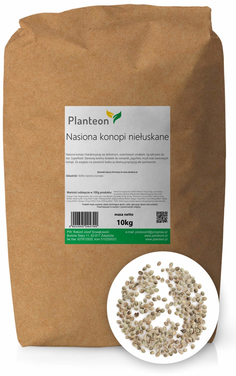 Planteon Nasiona konopi niełuskane 10kg 2-0395-06-7